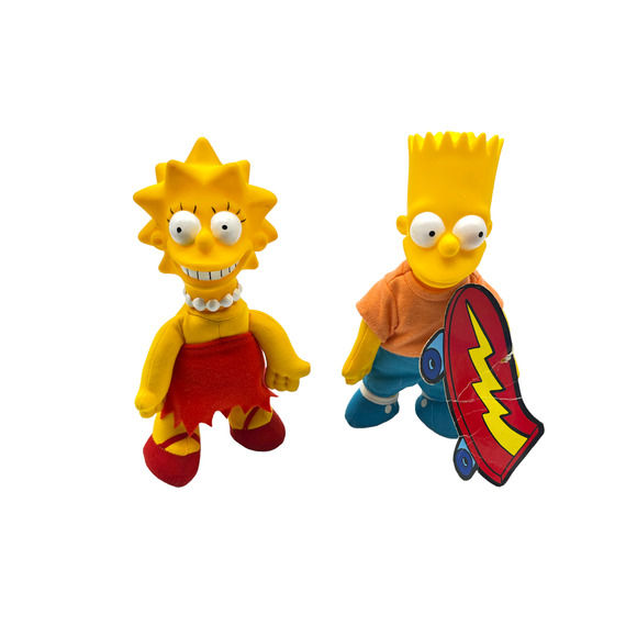 Bart 9" & Lisa 8" Simpson Doll Plush Vintage Mattel 20th Century Fox 1990 - Picture 1 of 11